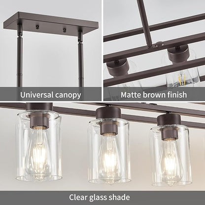 5 Light Oil Rubbed Bronze Dining Room Light Fixture Modern Farmhouse Chandelier Over Table Rectangle Kitchen Island Pendant Lighting Linear Chandelier Living Room Hanging Light Adjustable Height