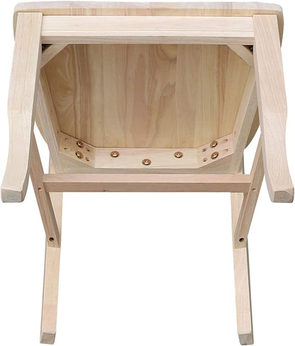 IC International Concepts, Set of 2 Double X-Back Dining Chairs, Armless, Real Wood, Kitchen/Dining/Accent, 19.9"W x 22"D x 41.3"H, 225 Lbs Wt. Capacity, DIY, Paint/Stain In Any Color, Unfinished