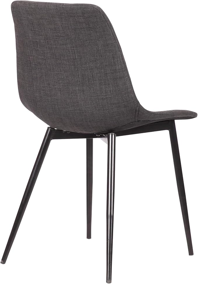 Armen Living Monte Mid Century Modern Dining Accent Chair for Table Kitchen Desk Vanity in Charcoal Gray Fabric Upholstery with Black Metal Legs