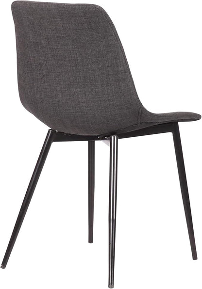 Armen Living Monte Mid Century Modern Dining Accent Chair for Table Kitchen Desk Vanity in Charcoal Gray Fabric Upholstery with Black Metal Legs