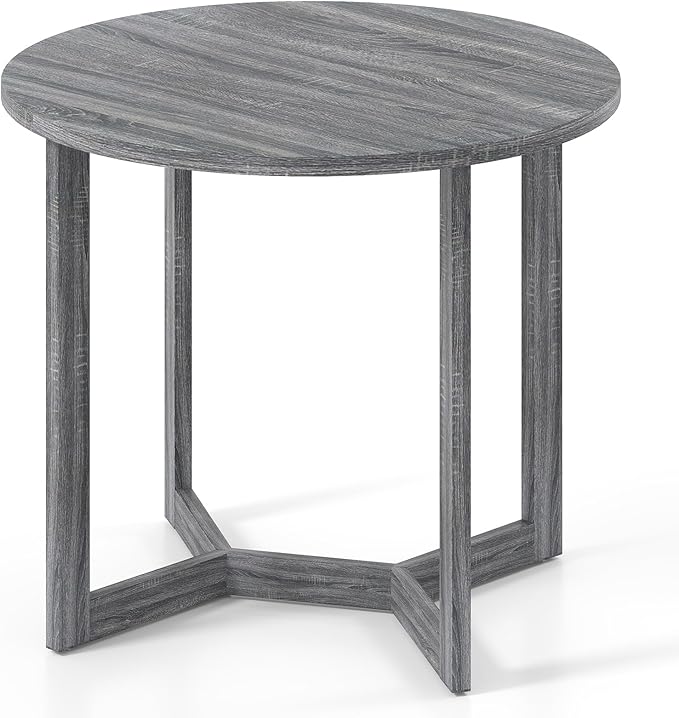 Giantex 36" Round Dining Table for 4, Kitchen Table with Wing-Shaped Base, Wood Grain Tabletop, 220Lbs Capacity, Coffee Tables for Dinette, Dinner, Dining Room, Living Room, Restaurant (Grey)