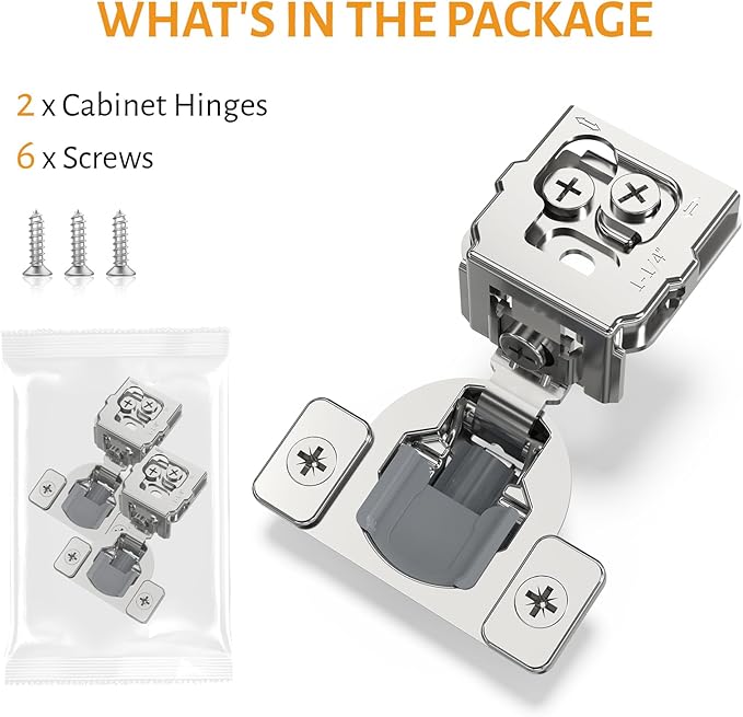 Chibery 2 Pack 1-1/4" Overlay 3D Soft Close Concealed Hinge for Face Frame Door, Self Closing Hinges, 105° Smooth Slow Close Quite, Hidden Stainless Steel Hinge for Kitchen Cabinet Door, Satin Nickel