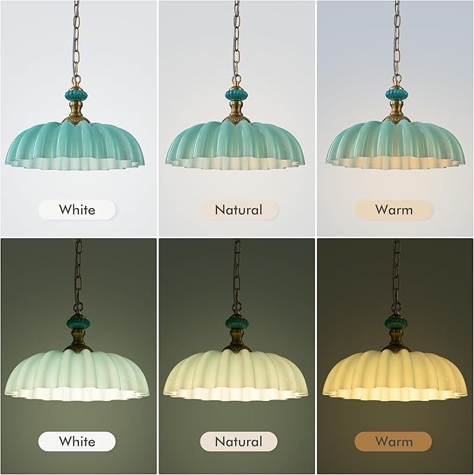 FTL Vintage Flower Green Milk Glass Chandelier Floral Glass Pendant Lights Kitchen Island Modern Farmhouse Hanging Ceiling Light Fixtures Over Table for Dinning Room Living Room Entryway