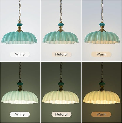 FTL Vintage Flower Green Milk Glass Chandelier Floral Glass Pendant Lights Kitchen Island Modern Farmhouse Hanging Ceiling Light Fixtures Over Table for Dinning Room Living Room Entryway