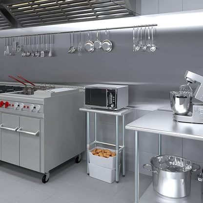 Stainless Steel Work Table Open Base | NSF Kitchen Island Food Prep | Laundry Garage Utility Bench (24" Long x 14" Deep)