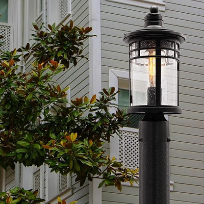 Darkaway Outdoor Post Lights Lamp Posts Outdoor Lighting, Waterproof Aluminum Post Lights Outdoor Light Fixtures with Glass, Light Posts for Outside Patio Yard (2 Pack, Black)