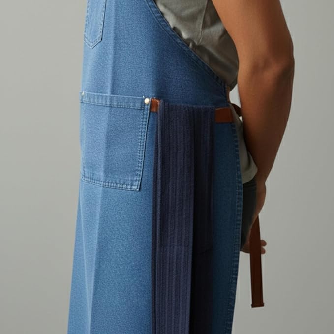 100% Cotton Printed Kitchen Apron with 2 Pockets for Men and Women – Adjustable Chef Apron - Machine Washable