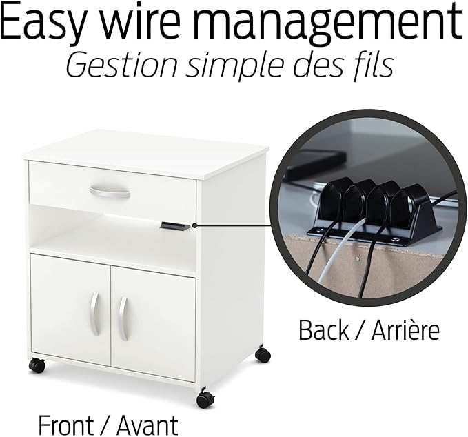 South Shore Axess Microwave Cart on Wheels Pure White, Contemporary