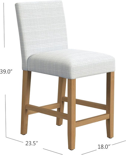 Homepop Home Decor | Classic Counter Height Bar Stools | 24 Inch Bar Stools | Decorative Home Furniture, Cream Mini Grid Pattern