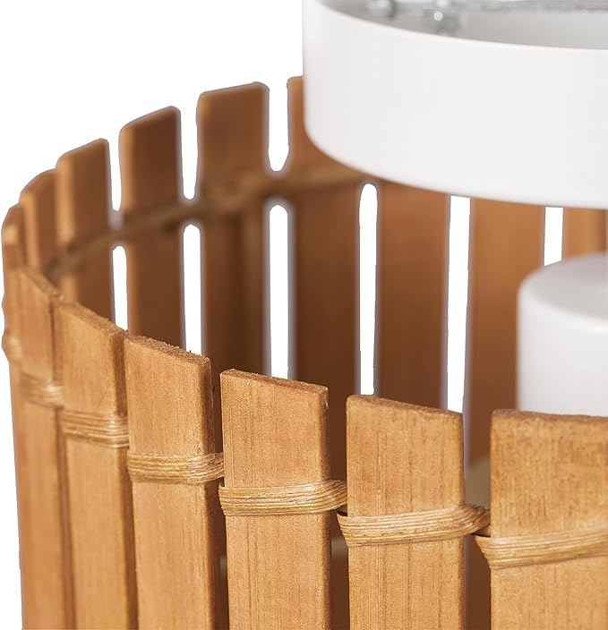 GLOBE Electric 65898 1-Light Flush Mount Ceiling Light, Matte White, Natural Bamboo Shade