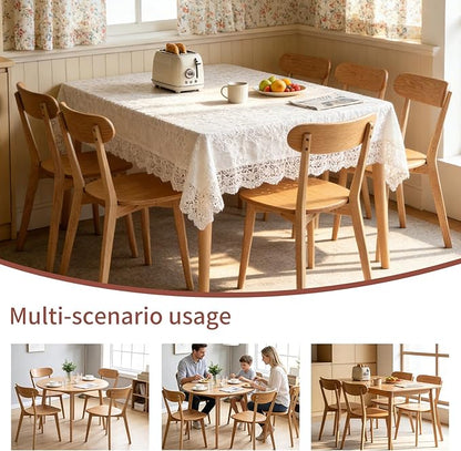 Wood Dining Chairs Set of 6 | Heavy Duty 400 lbs Commercial Grade | Natural Red Oak Finish | Mid Century Modern Curved Back Solid Wooden Chairs for Home Kitchen Restaurant | Easy Assembly