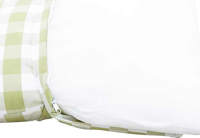 Linon Tobin Natural & White Dining Nook with Hidden Storage Spaces Includes Apple Green Cushion Set and Pillows