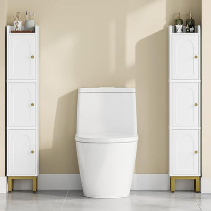 Hzuaneri Slim Bathroom Storage Cabinet, Narrow Bathroom Organizers and Storage with 4 Adjustable Feet, Laundry Room Organization for Small Space, Kitchen, Living Room, 3 Doors White BC22313G