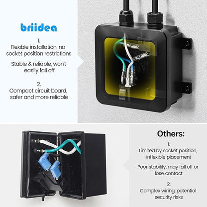 Garbage Disposal Air Switch Kit Dual Outlet Sink Top Waste Disposal Long Stainless Steel Black On/Off Air Button Food and Waste Disposals Part by Briidea, UL Listed