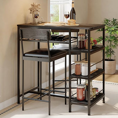 Garvee Dining Table Set for 2, Square Table and 2 Chairs Space Saving Compact Dinette Set for Small Spaces Kitchen Dining Room Apartment Breakfast Nook 29.1 x 29.1 x 30 in Black