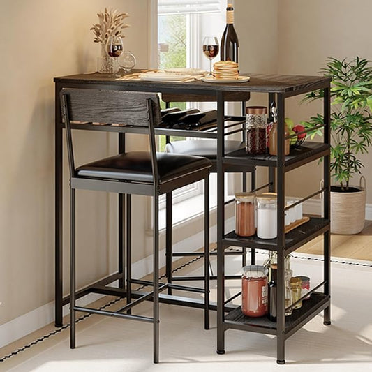 Garvee Dining Table Set for 2, Square Table and 2 Chairs Space Saving Compact Dinette Set for Small Spaces Kitchen Dining Room Apartment Breakfast Nook 29.1 x 29.1 x 30 in Black