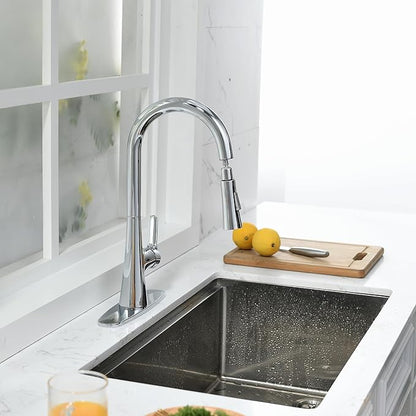 Kitchen Faucet with Pull Down Sprayer, Polished Chrome Kitchen Sink Faucet 1 or 3 Hole, High Arc Single Handle Spot Resist Stainless Steel Kitchen Faucets for Farmhouse Camper Laundry Rv Bar