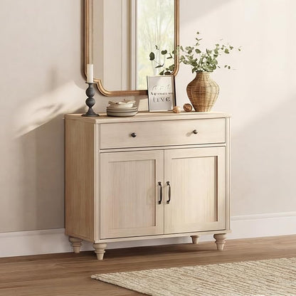 WAMPAT Buffet Cabinet with Doors & Drawer, Large Coffee Bar Table Wood Kitchen Storage Cabinets with Storage Cabinets, Modern Farmhouse Sideboard Credenza for Dining Room, Beige, 34 inch