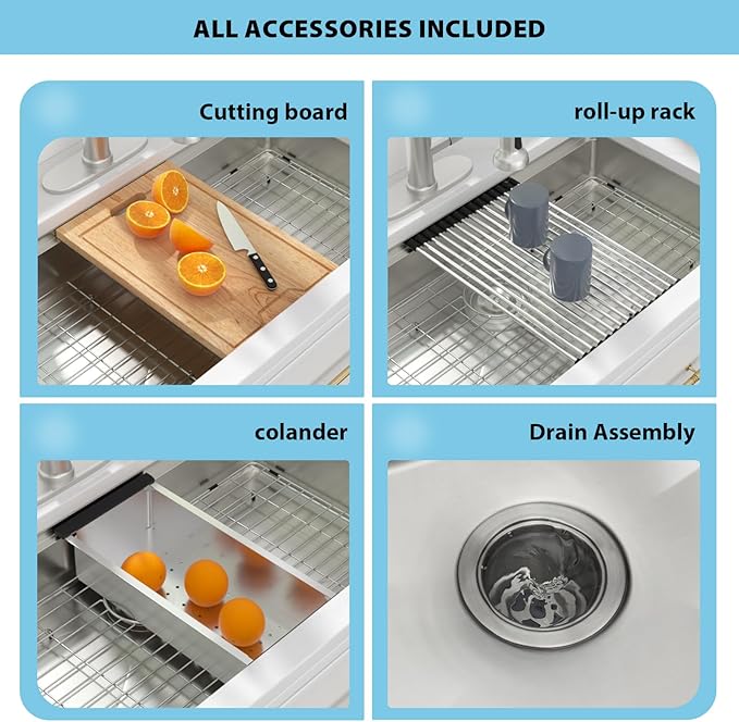 32 Kitchen Sink Undermount Workstation - Kichae 32x19x5 Undermount Kitchen Sinks Shallow Ledge Workstation 16-Gauge Stainless Steel Deep Single Bowl Under Counter Handmade Basin