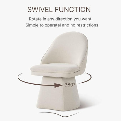 KISLOT Swivel Dining Chairs Set of 2, Upholstered Mid Century Modern Deskchair with Round Back, Linen Fabric Kitchen Chairs for Dining Room, Bedroom, Dressing Room, Linen