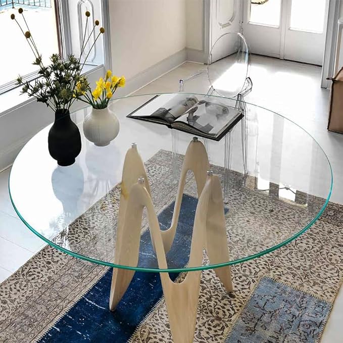 Dulles Glass 60" Round Tempered Glass Table Top - 3/8" Thick, Pencil Edge, Dining/Patio/Coffee Table