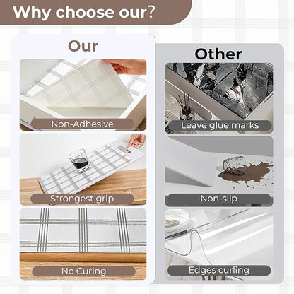 Coavas Shelf and Drawer Liner, Non Slip Extra Grip Non Adhesive Waterproof Thickened Cabinet Mat, Easy Cut for Kitchen Pantry Bathroom Dresser Cupboard (Stripe, 24IN x 10FT)
