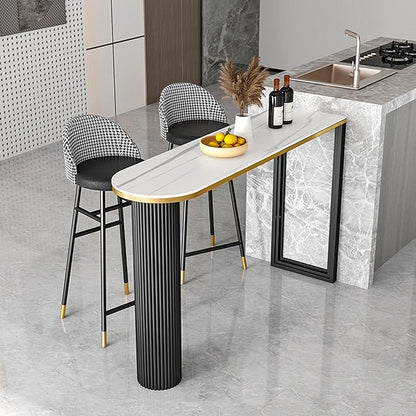 Small Round Marble Dining Table Marble Island Table for Kitchen, Bistro Pub Table Patio Height 105cm with Thickened Metal Frame for 2-6, for Small Places, Dining Living Room, C