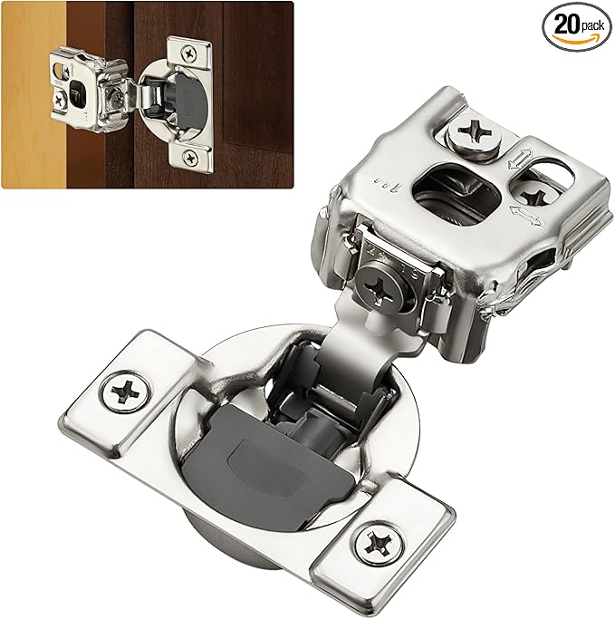 Home Expert 20 Pack (10 Pairs) 1" Overlay Soft Close Cabinet Hinges, Satin Nickel Stainless Steel Concealed Hinges with 3D Self-Closing for Face Frame Doors & Kitchens