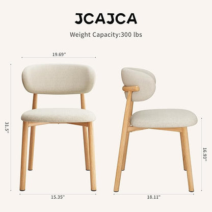 Kitchen Dining Chairs Set of 4 Modern Soft Linen Farmhouse Dining Room Chair with Metal Legs, Beige/Original