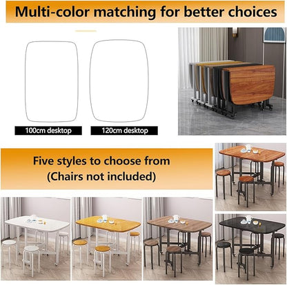 Multifunction Table Drop Leaf Dining Table, Folding Dinning Table With 6 Wheels, Dining Table For Kitchen, Living Room, Drop Leaf Table For Small Space Saving, Solid Wooden Foldable Kitchen Table(Blac