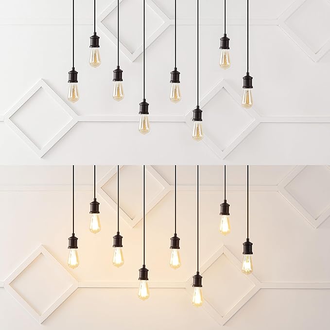 JONATHAN Y 40" Brown Wood Finish and Black 8-Light Iron Linear Chandelier, Vintage Industrial Driftwood Island Light for Dining Room Kitchen Table, LED Bulbs Included JYL1330A