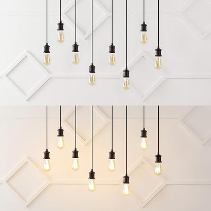JONATHAN Y 40" Brown Wood Finish and Black 8-Light Iron Linear Chandelier, Vintage Industrial Driftwood Island Light for Dining Room Kitchen Table, LED Bulbs Included JYL1330A