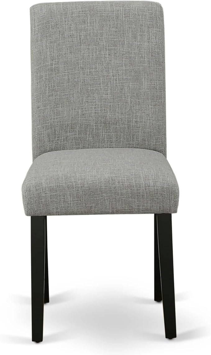 East West Furniture ABP1T06 Abbott Parson Dining Room Chairs - Shitake Linen Fabric Upholstered Chairs, Set of 2, Black