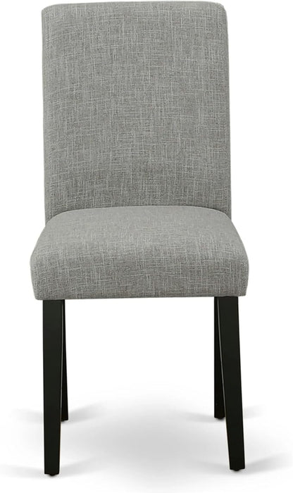 East West Furniture ABP1T06 Abbott Parson Dining Room Chairs - Shitake Linen Fabric Upholstered Chairs, Set of 2, Black