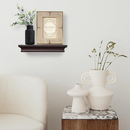 AHDECOR Floating Shelves Wall Mounted, Deeper Wall Storage Shelf for Home Décor, Super Sturdy, Easy to Install, 12” Wide, 7.75” Deep, Espresso Brown