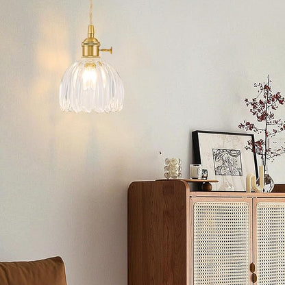 2 Pack Plug in Pendant Light Fixtures, Hanging Light Fixture Vintage Glass Pendant Light, Mini Transparent Tulip Hanging Lamp, Pendant Lighting for Kitchen Island, Bedroom, Dining Room, Living Room