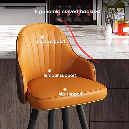 360° s, Leather Upholstered Counter Stools with Back and Footrest, Chairs for Home, Kitchen Island, Dining Room,Light Grey1+Dark Grey1-75CM