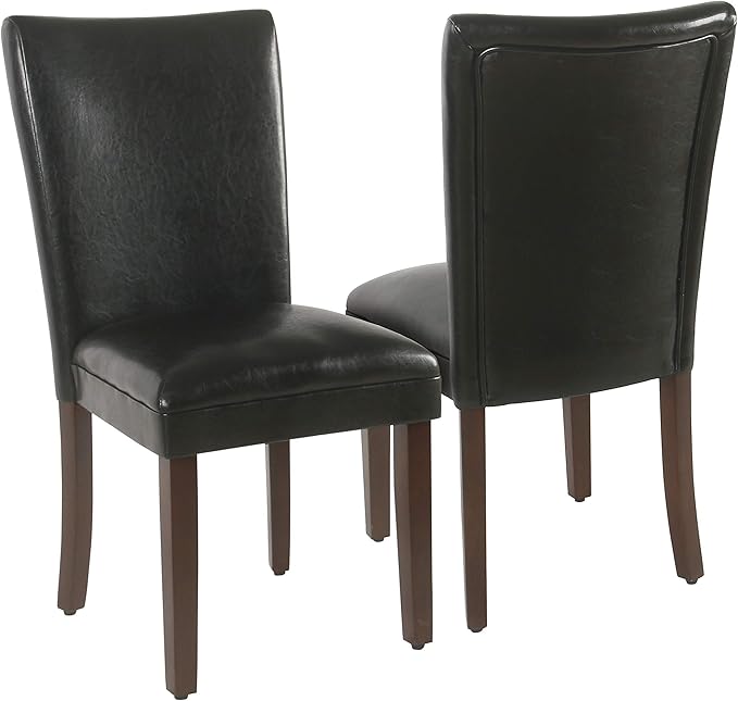 HomePop Parsons Dining Chair - Black Faux Leather (Set of 2)