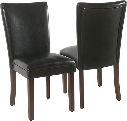 HomePop Parsons Dining Chair - Black Faux Leather (Set of 2)