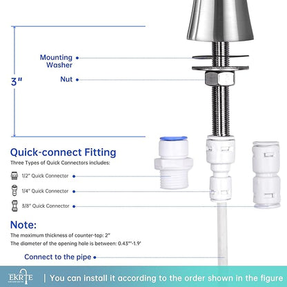EKRTE Stainless Steel Drinking Water Faucet, Filtered Water Reverse Osmosis RO Faucet for Kitchen Sink, Brushed Nickel Reverse Osmosis Tap for Kitchen Sink