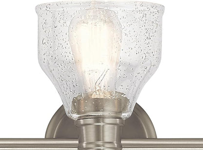 Kichler Avery 24" Vanity Bath Light in Brushed Nickel, Vintage 3-Light Bathroom Wall Mount Fixtured with Clear Seeded Glass, (24" W x 9.25" H), 45973NI