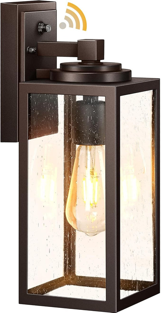 VIANIS Outdoor Wall Lights, 14.5" H Oil Rubbed Bronze Dusk to Dawn Outdoor Lighting, Porch Lights Outdoor with Seed Tempered Glass, Outside Lights for House, Porch, Doorway, Waterproof and Anti-Rust