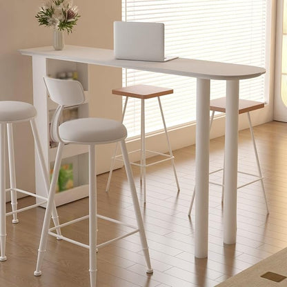 Pub Tables White Bar Table with Storage Living Room Island Simple Kitchen Dining Table Counter Table(160 * 40 * 100cm)