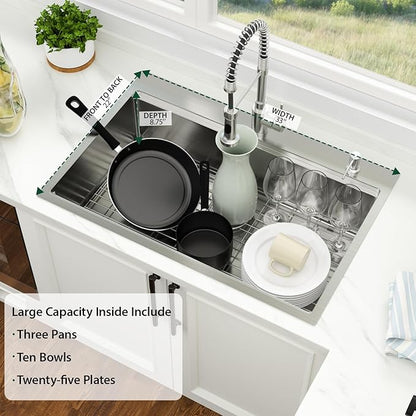 33 x 22 Inch Drop In Kitchen Sink 33 x 22 Stainless Steel Topmount Sink Ledge Workstation 16 Gauge Single Bowl Above Counter Handmade Basin