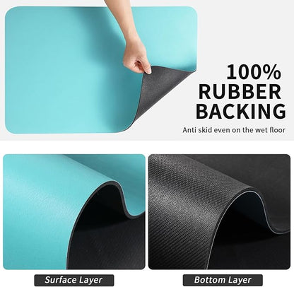 HotLive Dish Drying Mat for Kitchen Counter, Heat Resistant Drainer Mats with Non-slip Rubber Backed, Hide Stain Kitchen Super Absorbent Draining Mat, Easy to Clean Dish Rack Pad, Teal 18"x24"
