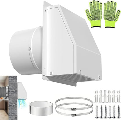 10 inch Wall Vent Cover for Dryer Vent, Outdoor Wall Exhaust Vent Cap Exterior Air Vent Cover with Screen & Damper, External Extractor Wall Vent Hood for Bathroom Fan Range Hood HVAC Duct