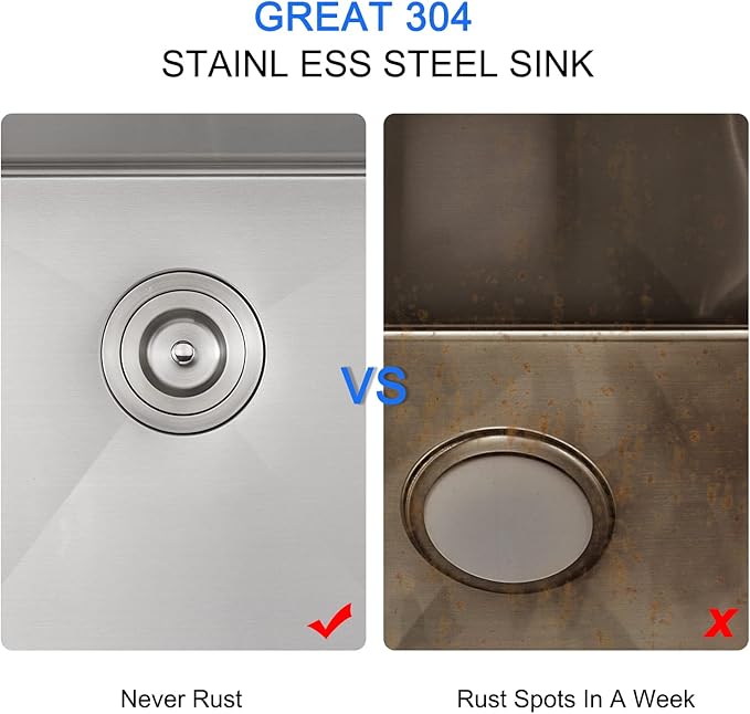 20-inch Drop in Kitchen Sink, TSIBOMU Stainless Steel Single Bowl Small Kitchen Sink Brushed Nickel,D20"xW16"xH9"