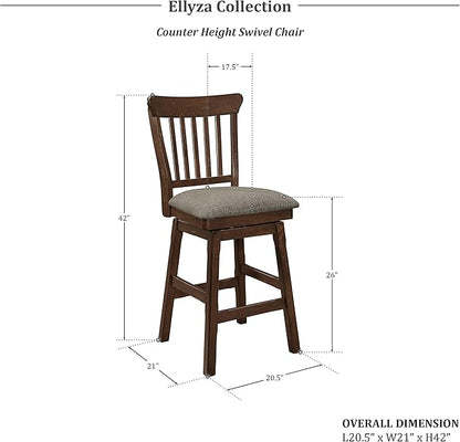 Lexicon Ellyza 5-Piece Counter Height Dining Set with Swivel Chairs, Dark Brown