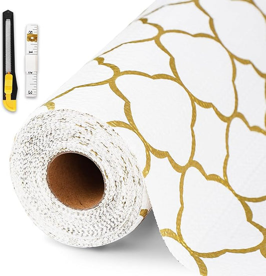 Drawer and Shelf Liner for Kitchen Cabinet,Non-Adhesive Cabinet Liner 18in x 20FT,Waterproof Shelf Paper Non-Slip Mats Cupboard Liner Contact Protect Dresser/Shelves/Table-Golden Lantern