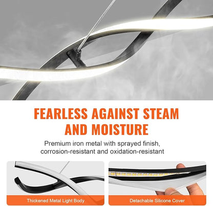 VEVOR Modern Chandelier Light Fixtures, 24W, Dimmable LED Pendant Light with Remote Control Silicone Lampshade, 3000K / 4000K / 6500K Color Temperature Adjustable Ceiling Lamp for Kitchen Dining Room